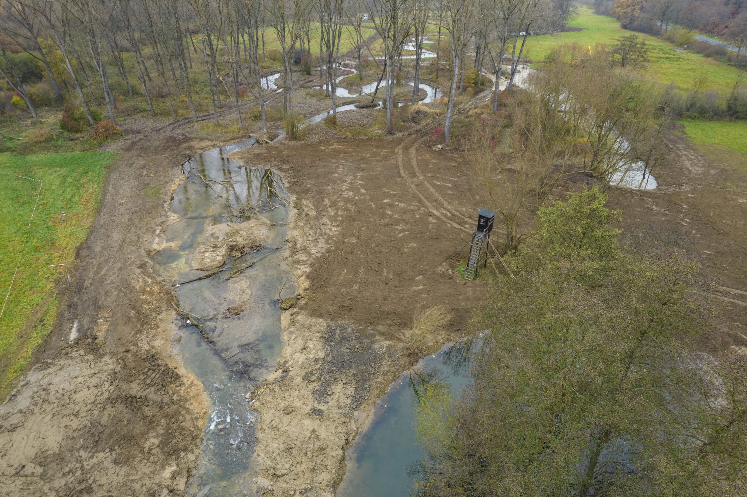 Drohnenfoto Alme Ringelstein Renaturierung des Gellinghauser Quellbaches